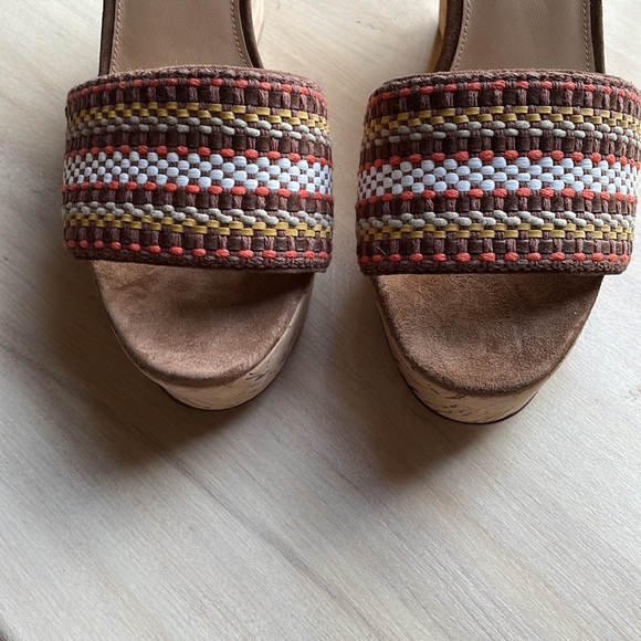 VERONICA BEARD NWOT Womens Sz 9.5 Dali Multi Woven Cork Wedge Sandals Brown - Picture 9 of 16